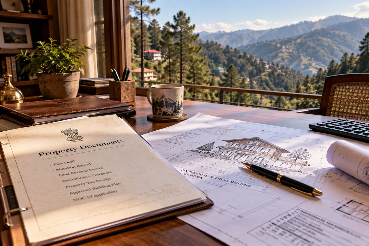 Legal property documents and blueprint